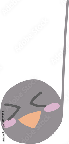 歌を歌っているような表情のついたキャラクター風の音符のイラスト