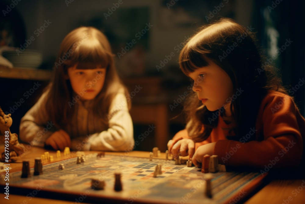Fototapeta premium Children playing in toys in kindergarten