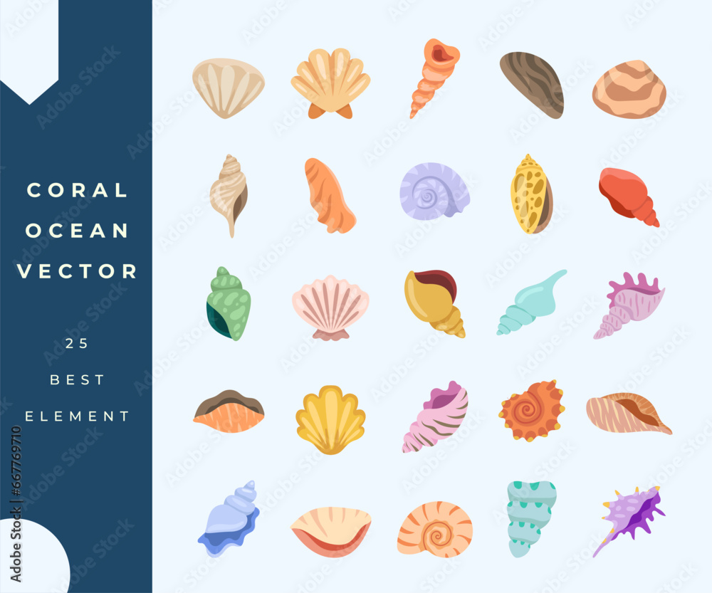 collection of sea coral elements vector