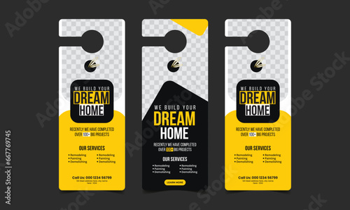 construction handyman home repair door hanger design template 