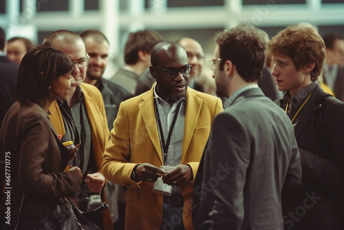  group of people discussing in a business forum