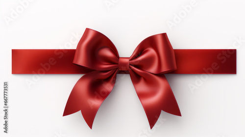 Vibrant Red Bow Ribbon Gift Wrap Holiday Present Isolated White Background