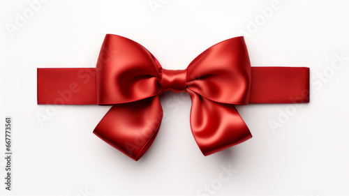 Red gift ribbon and bow isolated on white background