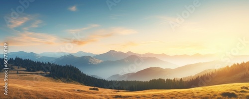 Mountain landscape at sunset, Generative AI © kanesuan