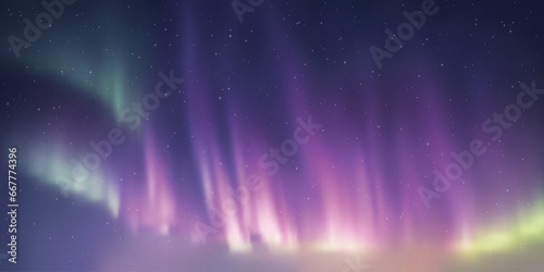 Polar lights, starry sky. Northern landscapes. Vector illustration.