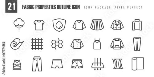 Fabric Properties outline icon pixel perfect set. vector icon related of fabric properties. vector icon