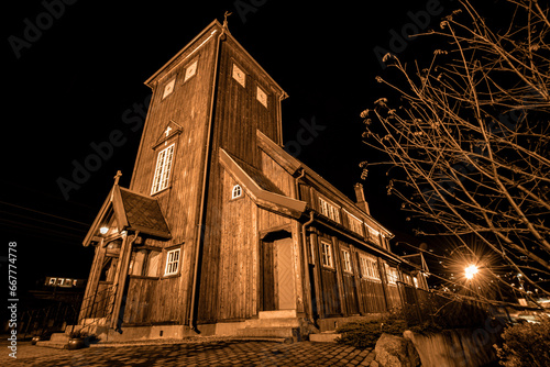 Church Norway in the night 