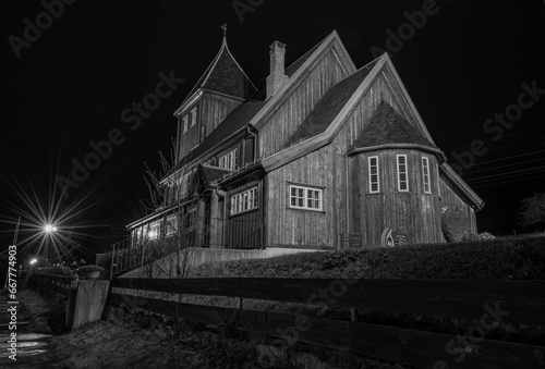 Church Norway in the night 
