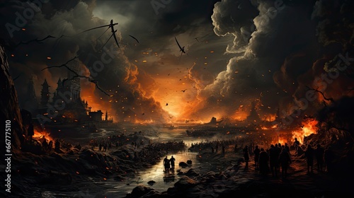 Obraz na płótnie Nuclear war, collage style, Generative AI
