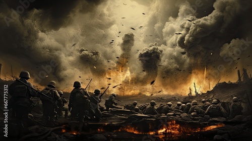 Obraz na płótnie Nuclear war, collage style, Generative AI