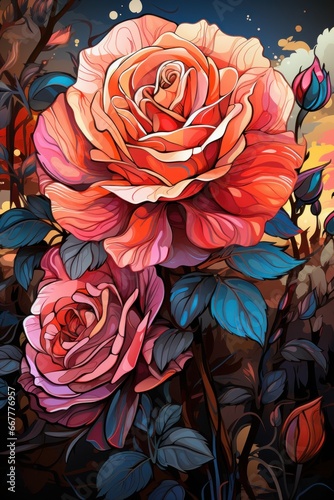 Rose, flower, bouquet, roses, pink, flowers, nature, love, wedding, bunch, romance, floral, beauty, gift, anniversary, red, color, valentine, blossom, beautiful, bloom, isolated, orange, celebration © Amazinart