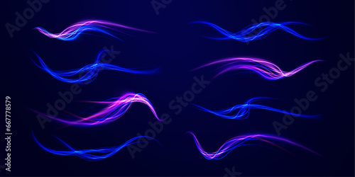 Abstract neon light rays background. A colorful motion background of city light trails. Rotating dynamic neon circle. 