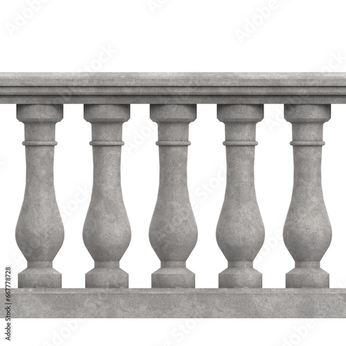 3D rendering illustration of a balustrade portion