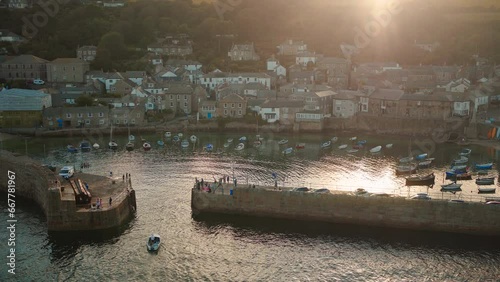 Harbor of Mousehole in Cornwall at Sunset photo