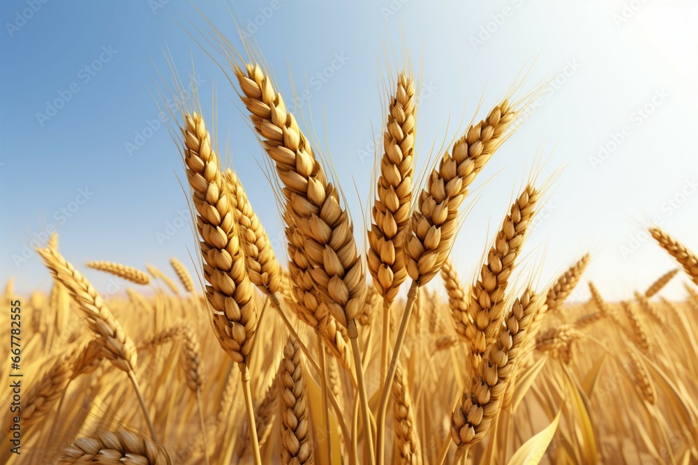 A vibrant 3D rendering of a playful cartoon wheat design A vibrant 3D rendering of a playful cartoon wheat design