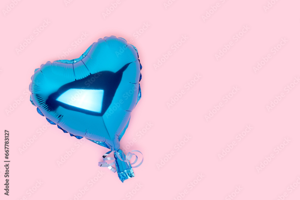 custom made wallpaper toronto digitalBlue inflatable balloon in a heart shape on a pink background. Creative concept with copy space.