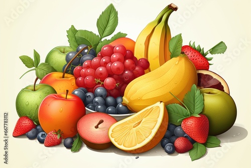 An appetizing and true to life vector illustration of fresh  delicious fruits