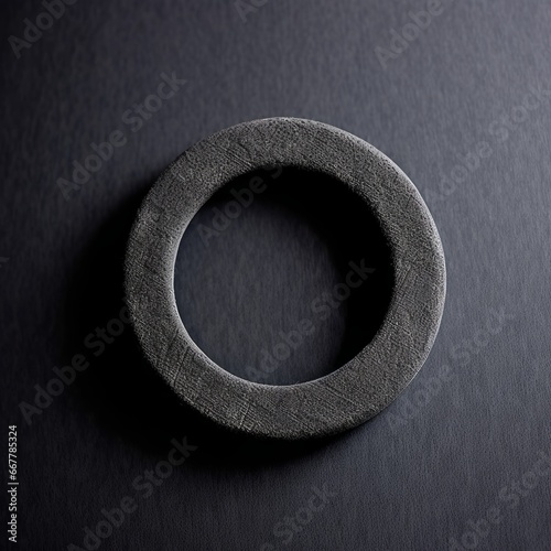 Pumice Stone Minimalistic Round Picture Frame. Minimalistic Ring with Realistic Texture. Square Digital Illustration. Ai Generated Empty Circle on Black Background.