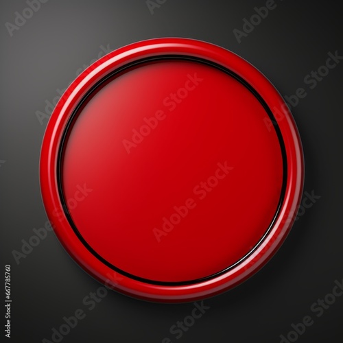 Red Glossy Surface Minimalistic Round Picture Frame. Minimalistic Ring with Realistic Texture. Square Digital Illustration. Ai Generated Empty Circle on Black Background.