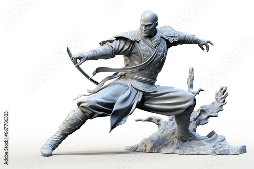 3D caracter cartoon Ink Man Knight Tai Chi People Practice