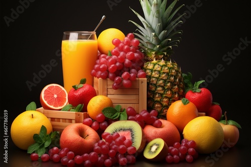 Fruits and freshly squeezed juices  a zesty and nutritious combo