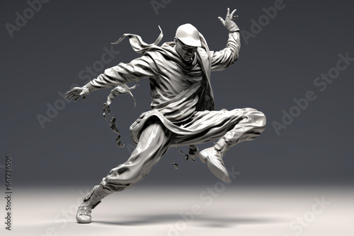 3D caracter cartoon Ink Man Knight Tai Chi People Practice © Robin