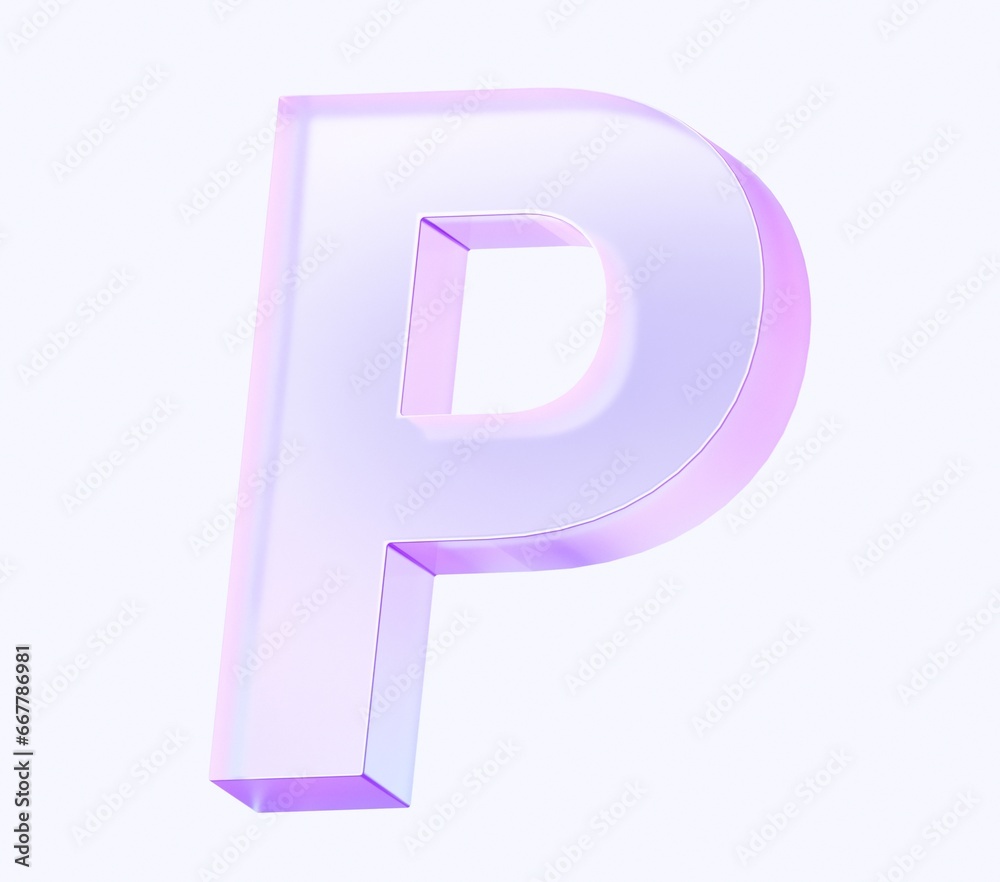 letter P with colorful gradient and glass material. 3d rendering illustration for graphic design, presentation or background letter P with colorful gradient and glass material. 3d rendering illustration for graphic design, presentation or background