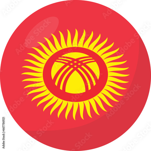 Kyrgyzstan flag circle 3D cartoon style.