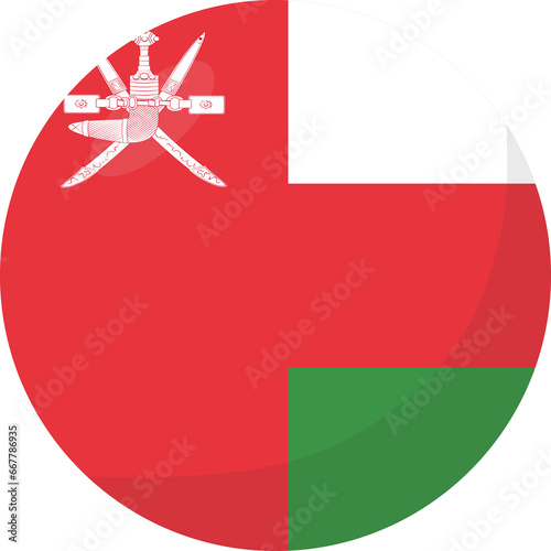 Oman flag circle 3D cartoon style.