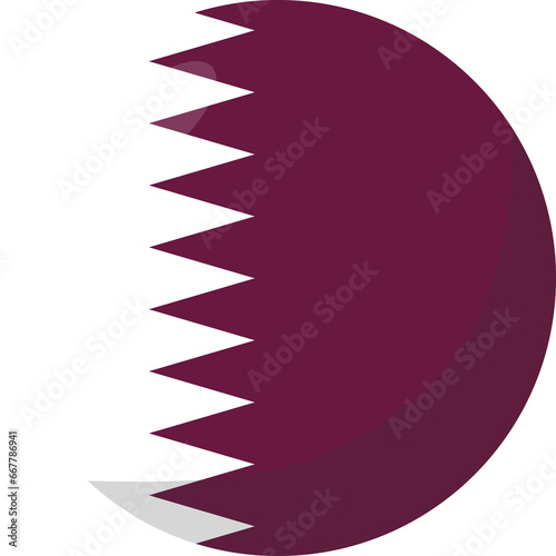 Qatar flag circle 3D cartoon style.
