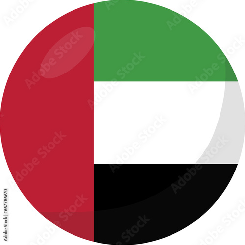 United Arab Emirates flag circle 3D cartoon style.