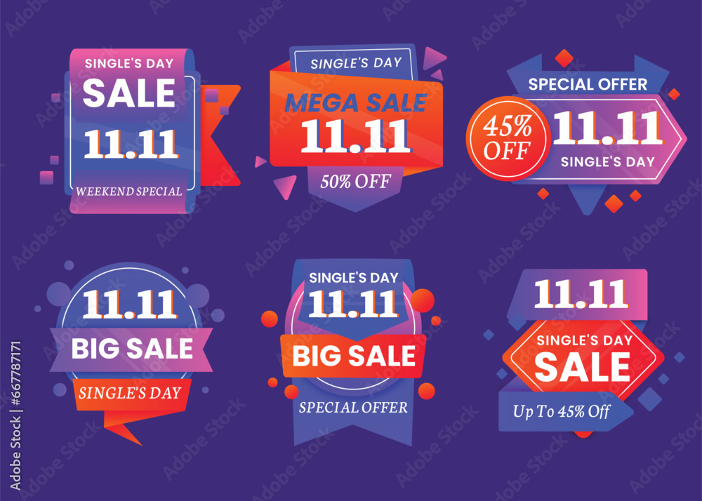 gradient single s day sale labels collection design vector illustration