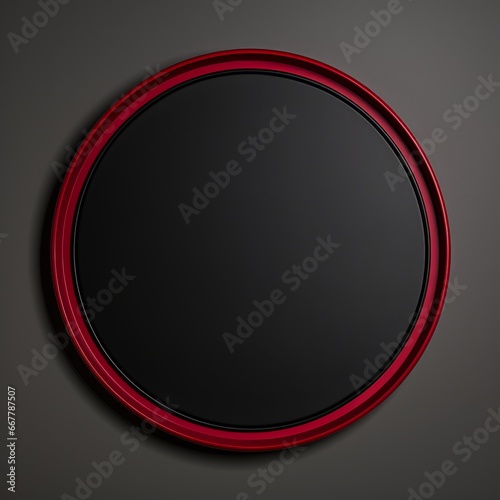 Ruby Crystal Minimalistic Round Picture Frame. Minimalistic Ring with Realistic Texture. Square Digital Illustration. Ai Generated Empty Circle on Black Background.