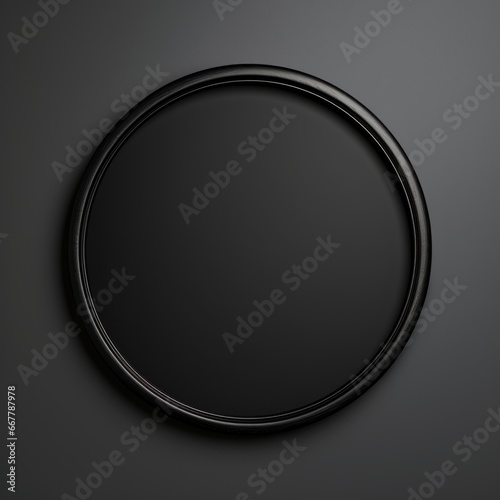 Satin Minimalistic Round Picture Frame. Minimalistic Ring with Realistic Texture. Square Digital Illustration. Ai Generated Empty Circle on Black Background.