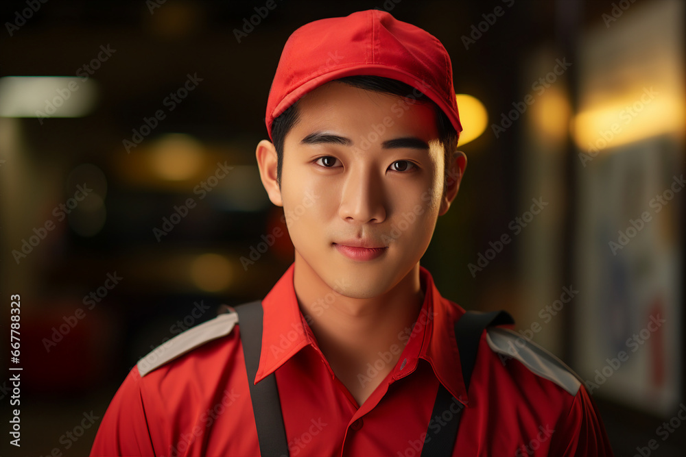 Generative AI picture portrait of mail person mailman mailwoman in corporate uniform Generative AI picture portrait of mail person mailman mailwoman in corporate uniform