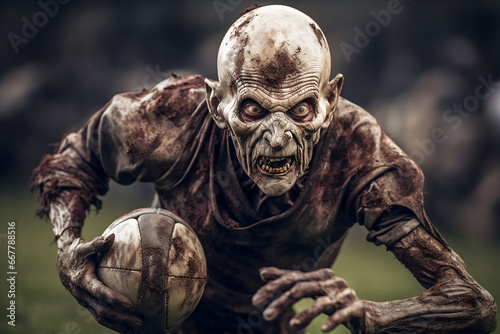 Portrait of Zombies playing rugby.
