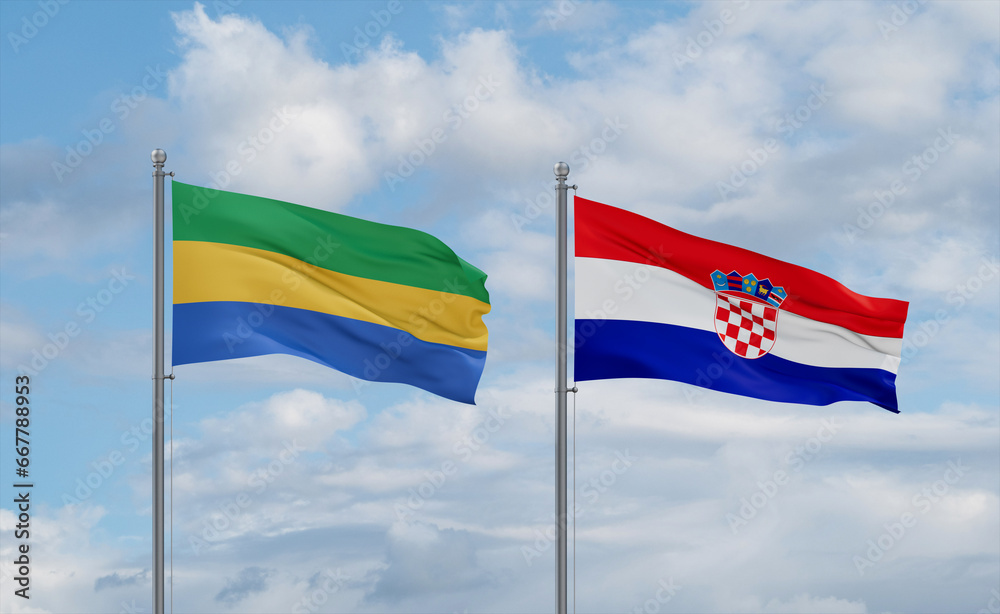 Croatia and Gabon flags, country relationship concept Croatia and Gabon flags, country relationship concept