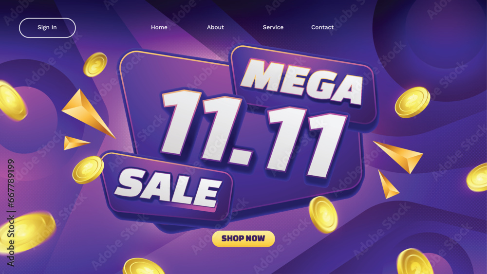 realistic landing page template 11 11 singles day sales design vector illustration