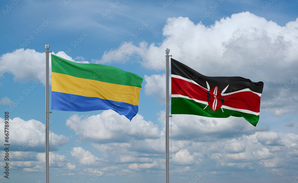 Kenya and Gabon flags, country relationship concept Kenya and Gabon flags, country relationship concept