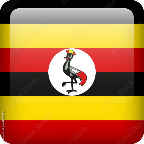 Free Download 3d vector Uganda flag glossy button. Uganda national emblem. Square icon with flag of Uganda - GFXLoad