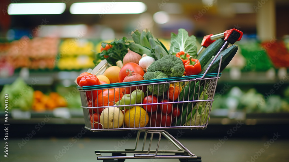 shopping cart with vegetables