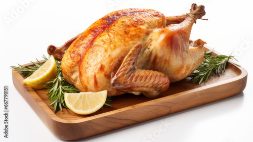 Roasted chicken with rosemary isolated