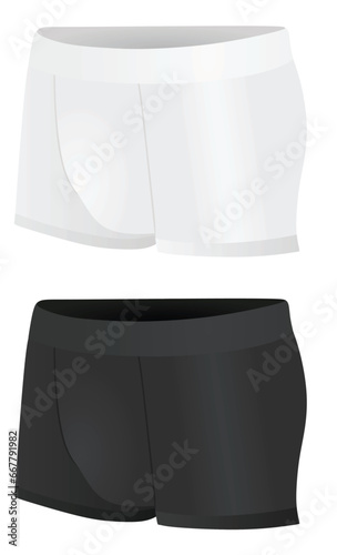 Men white and black underwear. side view. vector illustration