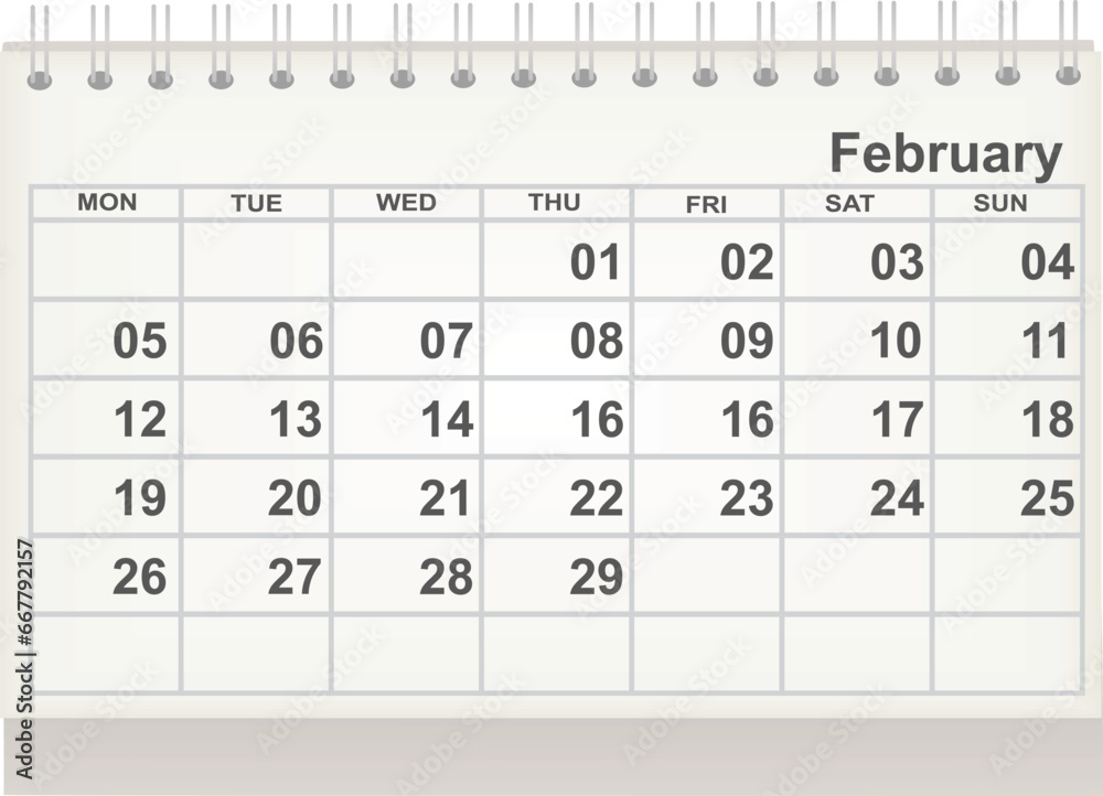 White blank calendar. vector illustration White blank calendar. vector illustration