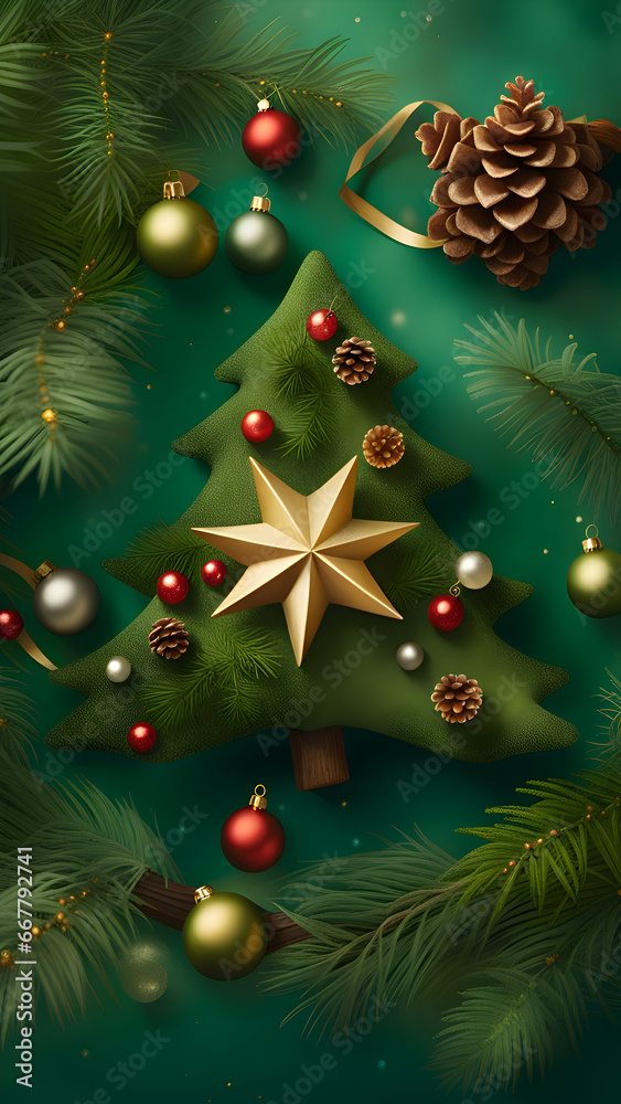 christmas tree with decorations, christmas, decoration, ball, holiday, celebration, xmas, ornament, ai generated 
