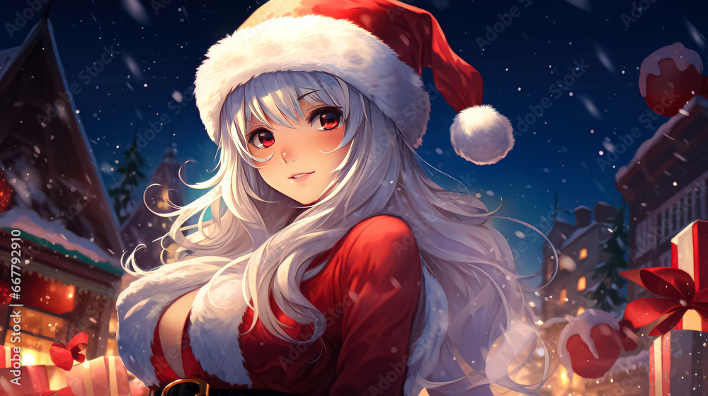 Beautiful girl in a Santa Claus costume. Beautiful girl in a Santa Claus costume.