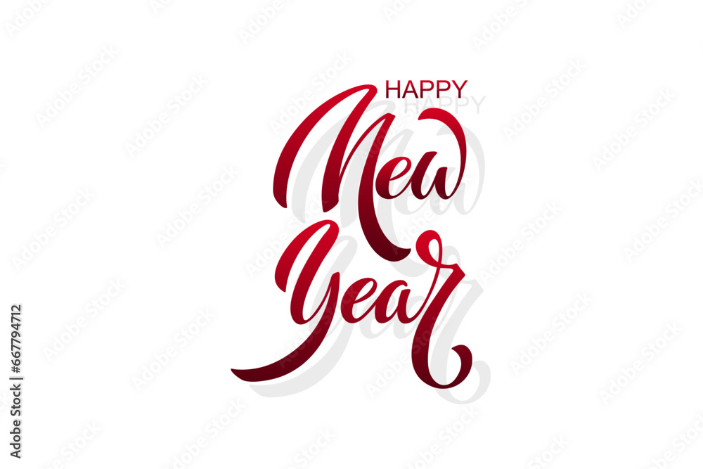 Happy New Year hand lettering calligraphy. Vector holiday illustration element. Typographic element Happy New Year hand lettering calligraphy. Vector holiday illustration element. Typographic element