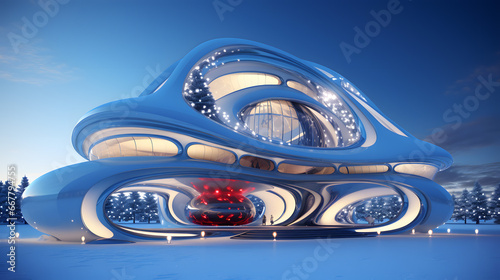 Futuristic Fluid Architecture with Illuminated Interiors