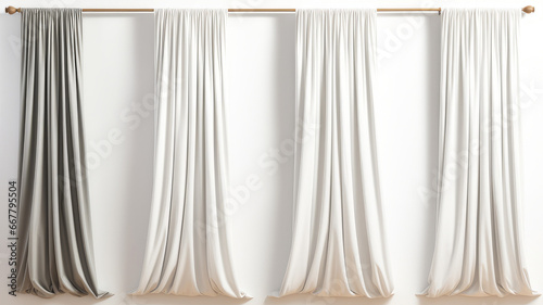 White curtains isolated on white background