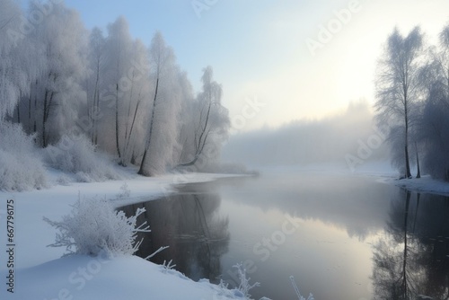a stunning winter landscape. Generative AI © Thisbe